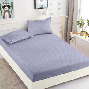Cearsaf cu elastic, Bumbac FINET, 160/180x200cm, 2 fete de perne 50x70cm, Jojo Home, Gri Albastrui, model clasic