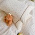 Lenjerie de Pat Premium, Bumbac 100%, cu Broderie si Volanase din Dantela, 4 Piese, Cearsaf cu Elastic, Alb, Roz, Floricele [4]