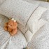 Lenjerie de Pat Premium, Bumbac 100%, cu Broderie si Volanase din Dantela, 4 Piese, Cearsaf cu Elastic, Alb, Bej, Bleu, Floricele [5]