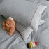 Lenjerie de Pat Premium, Bumbac 100%, cu Broderie si Volanase din Dantela, 4 Piese, Cearsaf cu Elastic, Gri, Floricele [5]