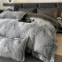 Lenjerie pat dublu, FINET DeLuxe, 6 piese, cu ELASTIC, Jojo Home, Cutie Eleganta, Gri, model clasic [2]