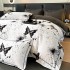 Lenjerie pat dublu, FINET DeLuxe, 6 piese, cu ELASTIC, Jojo Home, Cutie Eleganta, Alb, Negru, Fluturi [2]