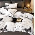 Lenjerie pat dublu, FINET DeLuxe, 6 piese, cu ELASTIC, Jojo Home, Cutie Eleganta, Alb, Negru, Fluturi [4]