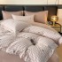 Lenjerie pat dublu, FINET DeLuxe, 6 piese, cu ELASTIC, Jojo Home, Cutie Eleganta, Bej, Carouri [3]