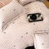 Lenjerie pat dublu, FINET DeLuxe, 6 piese, cu ELASTIC, Jojo Home, Cutie Eleganta, Bej, Carouri [7]