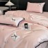 Lenjerie de Pat Premium Satin Deluxe cu Broderie Eleganta, Bumbac 100%, 4 Piese - Finete, Luciu Discret si Confort Superior, Pink Bow [3]