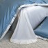 Lenjerie de Pat Premium Satin Deluxe cu Broderie Eleganta, Bumbac 100%, 4 Piese - Finete, Luciu Discret si Confort Superior, Blue Simplicity [5]
