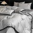 Lenjerie de Pat Premium Satin Deluxe cu Broderie Eleganta, Bumbac 100%, 4 Piese - Finete, Luciu Discret si Confort Superior, Gray Bow [2]