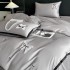 Lenjerie de Pat Premium Satin Deluxe cu Broderie Eleganta, Bumbac 100%, 4 Piese - Finete, Luciu Discret si Confort Superior, Gray Bow [3]