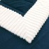 Lenjerie de pat cu Pilota Inclusa, Cearceaf cu Elastic, 6 Piese, Blană de Iepure Artificială si Catifea, Alb cu Bleumarin [8]