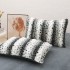 Lenjerie de pat cu Pilota Inclusa, Cearceaf cu Elastic, 6 Piese, Blană de Iepure Artificială si Catifea, Animal Print, Alb cu Gri inchis [8]
