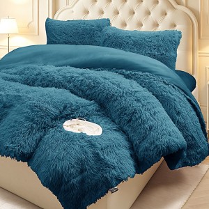  Pilota Cocolino Fluffy, 200x230cm si 2 fete de perna 50x70cm, Turquoise