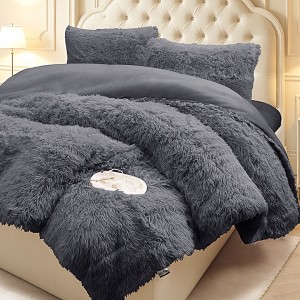 Pilota Cocolino Fluffy, 200x230cm si 2 fete de perna 50x70cm, Antracit