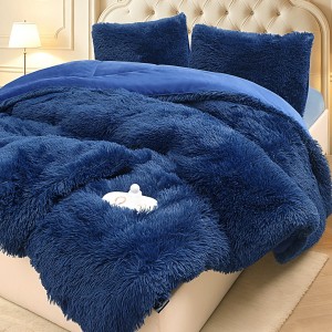  Pilota Cocolino Fluffy, 200x230cm si 2 fete de perna 50x70cm, Bleumarin