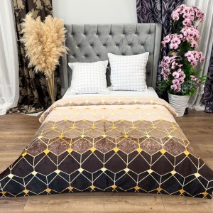 Patura Pufoasa CoCoLiNo (Fleece), 200x230cm, 240gr/mp, Maro, Forme Geometrice - Răsfățul Perfect pentru Serile Racoroase