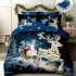 Lenjerie pat dublu, FINET, Imprimeu Digital 5D - Identic cu poza, Cu ELASTIC, 6 piese, Albastru, Sania lui Mos Craciun [8]