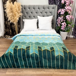 Patura pufoasa cocolino 200x230cm, 240g/mp, Verde, Forme Geometrice
