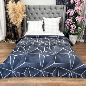 Patura Pufoasa CoCoLiNo (Fleece), 200x230cm, 240gr/m, Antracit, Forme Geometrice - Răsfățul Perfect pentru Serile Racoroase