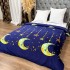Patura Pufoasa CoCoLiNo (Fleece), 200x230cm, 240gr/mp, Bleumarin, Luna si Stele - Răsfățul Perfect pentru Serile Racoroase [2]