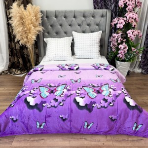 Patura pufoasa cocolino 200x230cm, 240g/mp, Mov, Fluturi