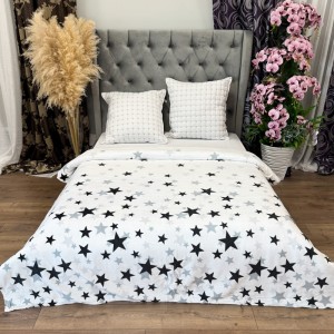 Patura Pufoasa CoCoLiNo (Fleece), 200x230cm, 240gr/mp, Alb, Stelute - Răsfățul Perfect pentru Serile Racoroase