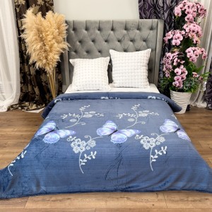 Patura Pufoasa CoCoLiNo (Fleece), 200x230cm, 240gr/m, Bleumarin, Fluturi - Răsfățul Perfect pentru Serile Racoroase
