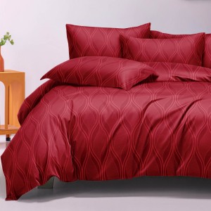 Lenjerie pat dublu, Finet model elegant, 6 piese, Rosu Lenjerie pat dublu, Finet model elegant, 6 piese, Rosu