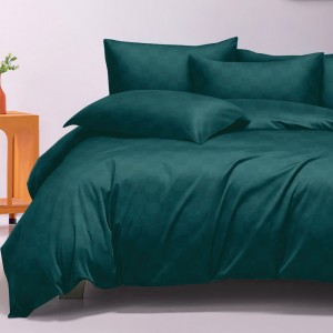 Lenjerie pat dublu cu Elastic, Damasc cu Patratele, 6 piese, Verde Lenjerie pat dublu cu Elastic, Damasc cu Patratele, 6 piese, Verde