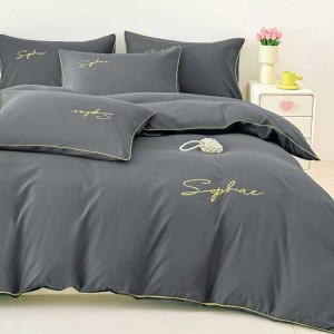 Lenjerie pat dublu, Finet Soft Touch cu Broderie, 6 piese, Gri Lenjerie pat dublu, Finet Soft Touch cu Broderie, 6 piese, Gri