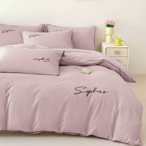 Lenjerie pat dublu, Finet Soft Touch cu Broderie, 6 piese, Roz Lenjerie pat dublu, Finet Soft Touch cu Broderie, 6 piese, Roz