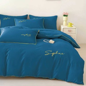 Lenjerie pat dublu, Finet Soft Touch cu Broderie, 6 piese, Albastru Lenjerie pat dublu, Finet Soft Touch cu Broderie, 6 piese, Albastru