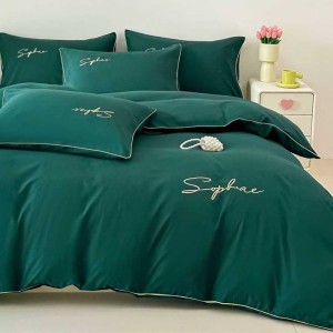 Lenjerie pat dublu, Finet Soft Touch cu Broderie, 6 piese, Verde Lenjerie pat dublu, Finet Soft Touch cu Broderie, 6 piese, Verde