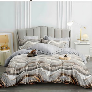 Lenjerie pat dublu cu ELASTIC, Finet, 6 piese, Gri, abstract Lenjerie pat dublu cu ELASTIC, Finet, 6 piese, Gri, abstract