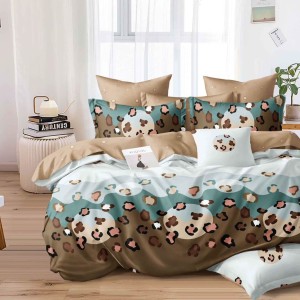 Lenjerie pat dublu, Finet, 6 piese, Bleu, Maro, abstract