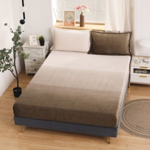 Cearsaf / Husa cu Elastic Cocolino 180x200cm si 2 fete de perna 50x70cm, Maro, degrade