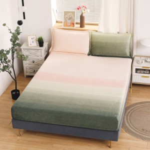 Cearsaf / Husa cu Elastic Cocolino 180x200cm si 2 fete de perna 50x70cm, Verde, Roz, degrade