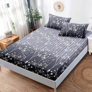 Cearsaf cu elastic, FINET, 180x200cm, 2 fete de perne 50x75cm, Gri, crengute