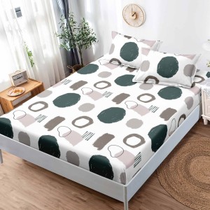 Cearsaf cu elastic, FINET, 180x200cm, 2 fete de perne 50x75cm, Alb. forme