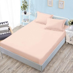 Cearsaf cu elastic, FINET, 180x200cm, 2 fete de perne 50x75cm, Roz deschis