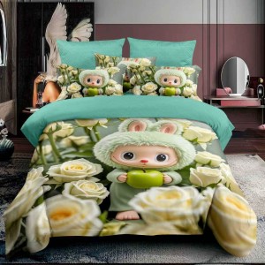 Lenjerie pat 140x200cm,  FINET, 4 piese, cu ELASTIC