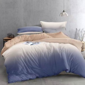 Lenjerie pat dublu cu Elastic, bumbac satinat, Albastru, degrade