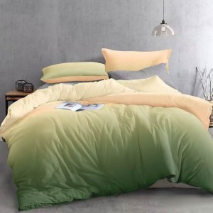 Lenjerie pat dublu cu Elastic, bumbac satinat, Verde, degrade