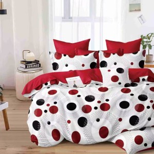 Lenjerie pat dublu cu Elastic, bumbac satinat, Alb, Rosu, Negru, buline Lenjerie pat dublu cu Elastic, bumbac satinat, Alb, Rosu, Negru, buline