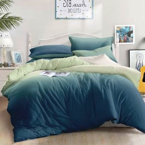 Lenjerie pat dublu cu Elastic, bumbac satinat, Verde, degrade