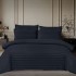 Lenjerie HoReCa, pat dublu, Damasc Finetat Deluxe cu Elastic, 6 piese, Bleumarin inchis [2]