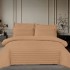 Lenjerie HoReCa, pat dublu, Damasc Finetat Deluxe cu Elastic, 6 piese, Maro [2]