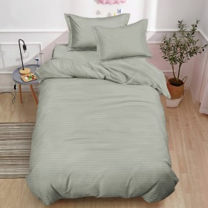 Lenjerie pat 140x200cm,  Damasc Finetat, 4 piese, cu ELASTIC, Grej