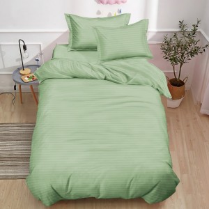 Lenjerie pat 140x200cm,  Damasc Finetat, 4 piese, cu ELASTIC, Verde