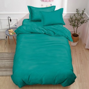 Lenjerie pat 140x200cm,  Damasc Finetat, 4 piese, cu ELASTIC, Verde