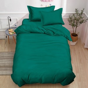 Lenjerie pat 140x200cm,  Damasc Finetat, 4 piese, cu ELASTIC, Verde